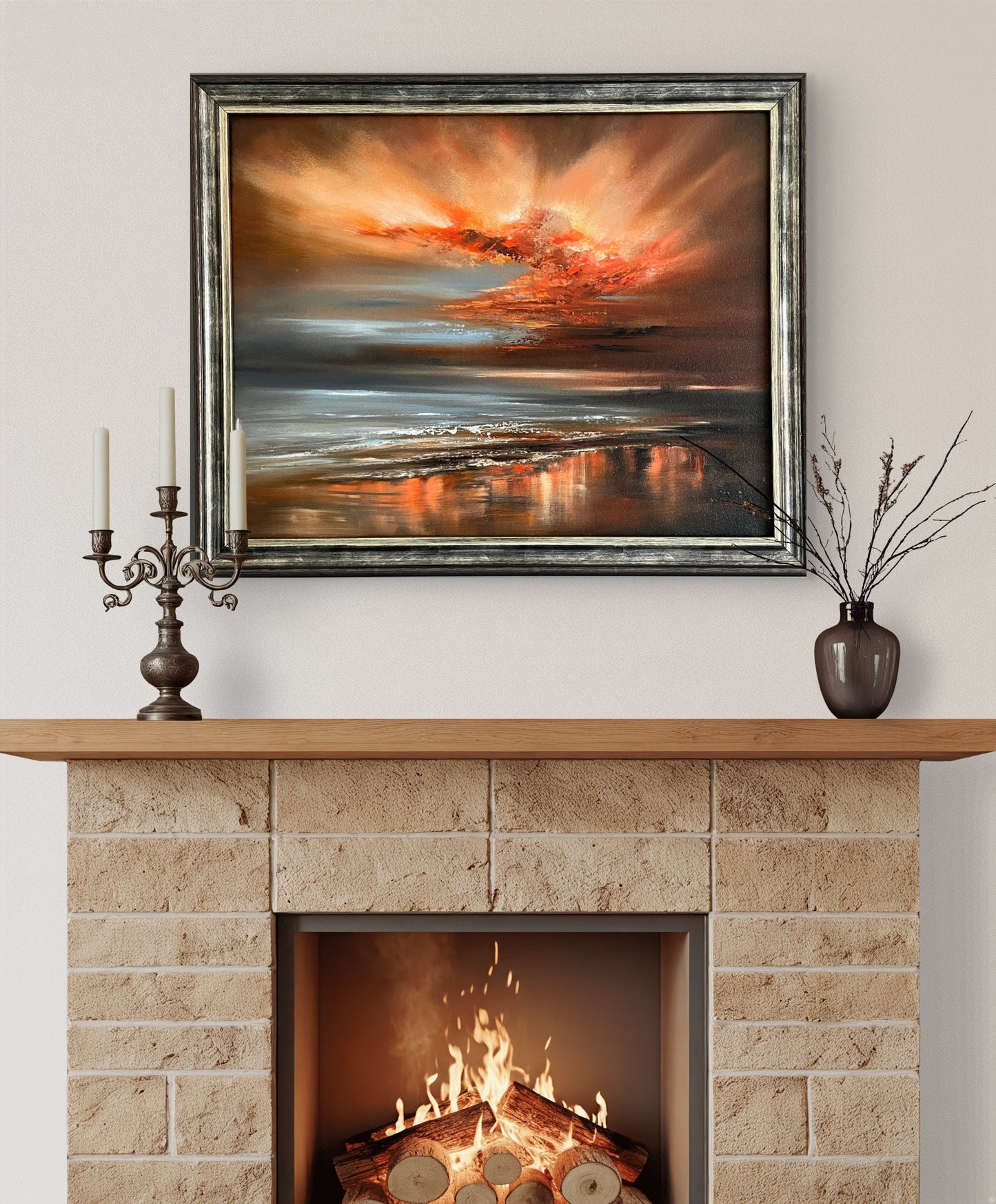 "Ignis" Framed Oil on Canvas